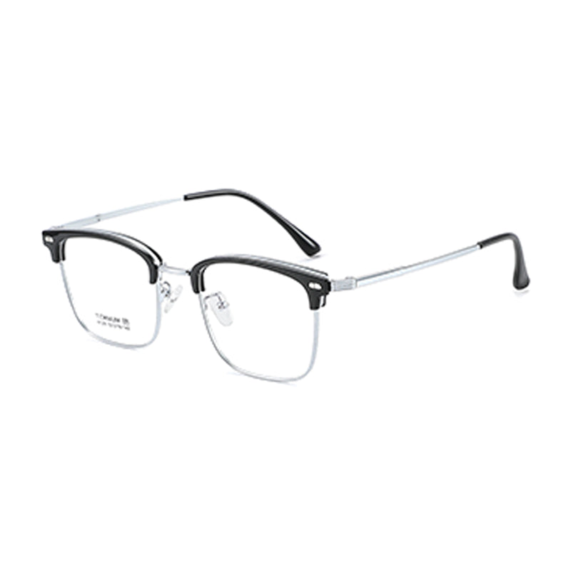 TR Metal Eyebrow Glasses Business-Casual Trendy Semi-Rimmed Anti-Blue-Light Glasses 8129 50 Pairs
