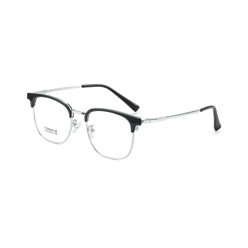 TR Metal Eyebrow Glasses Business-Casual Trendy Semi-Rimmed Anti-Blue-Light Glasses 8156 50 Pairs