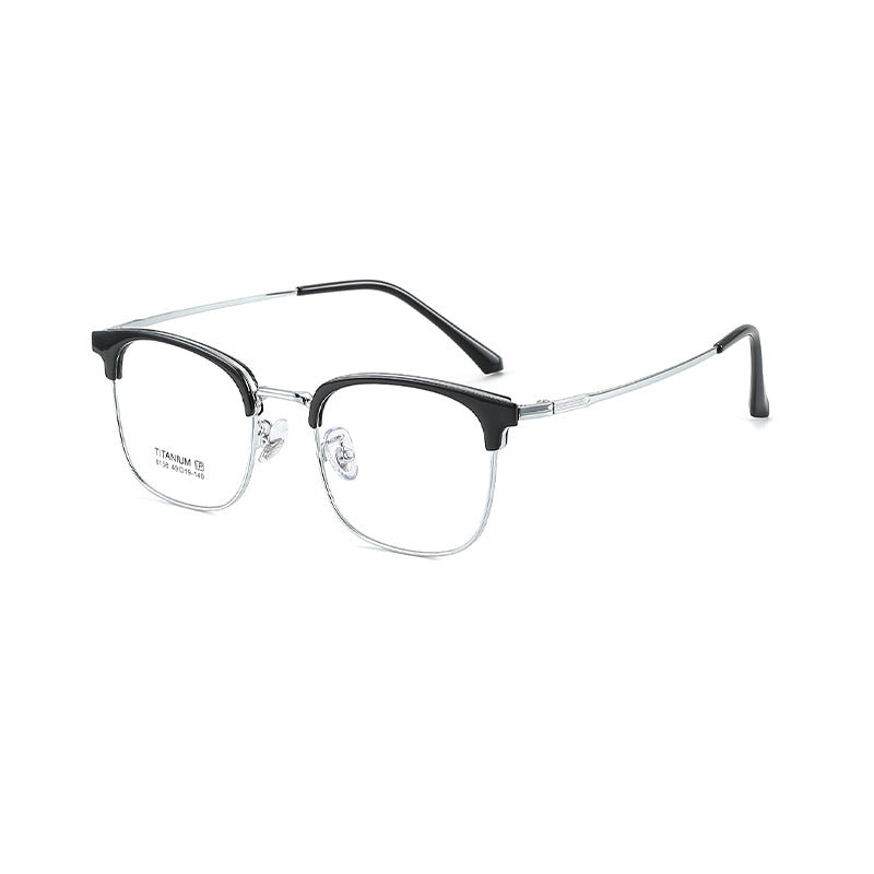 TR Metal Eyebrow Glasses Business-Casual Trendy Semi-Rimmed Anti-Blue-Light Glasses 8158 50 Pairs