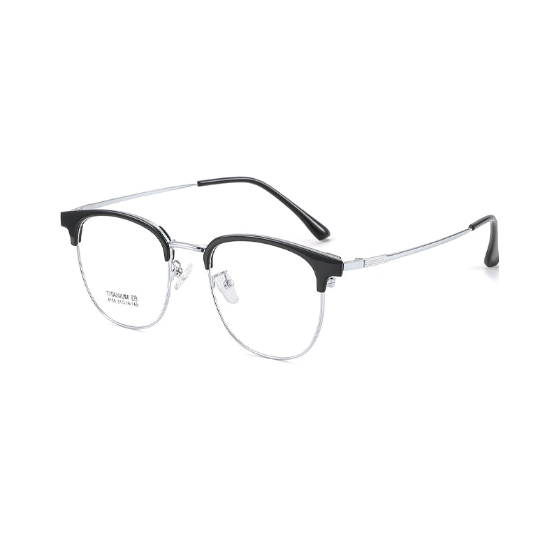 TR Metal Eyebrow Glasses Business-Casual Trendy Semi-Rimmed Anti-Blue-Light Glasses 8159 50 Pairs