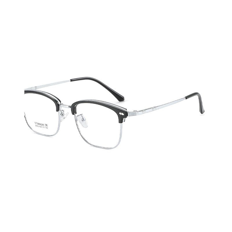 TR Metal Eyebrow Glasses Business-Casual Trendy Semi-Rimmed Anti-Blue-Light Glasses 8179 50 Pairs