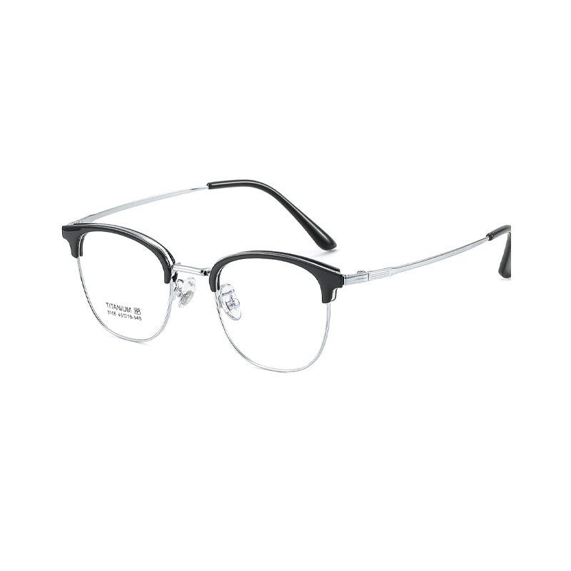 TR Metal Eyebrow Glasses Business-Casual Trendy Semi-Rimmed Anti-Blue-Light Glasses 8166 50 Pairs