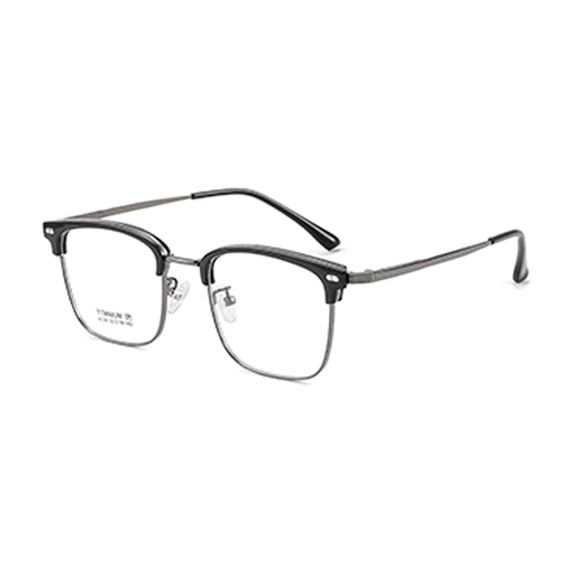 TR Metal Eyebrow Glasses Business-Casual Trendy Semi-Rimmed Anti-Blue-Light Glasses 8129 50 Pairs