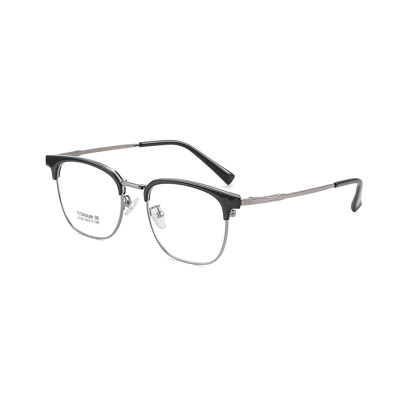 TR Metal Eyebrow Glasses Business-Casual Trendy Semi-Rimmed Anti-Blue-Light Glasses 8156 50 Pairs