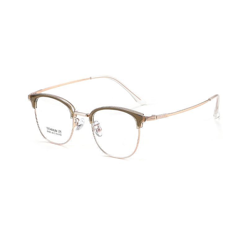 TR Metal Eyebrow Glasses Business-Casual Trendy Semi-Rimmed Anti-Blue-Light Glasses 8166 50 Pairs
