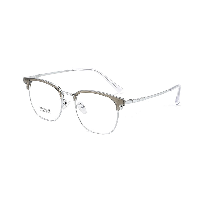 TR Metal Eyebrow Glasses Business-Casual Trendy Semi-Rimmed Anti-Blue-Light Glasses 8156 50 Pairs