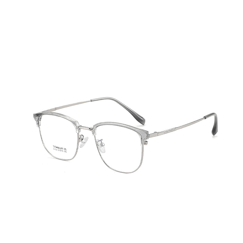 TR Metal Eyebrow Glasses Business-Casual Trendy Semi-Rimmed Anti-Blue-Light Glasses 8155 50 Pairs