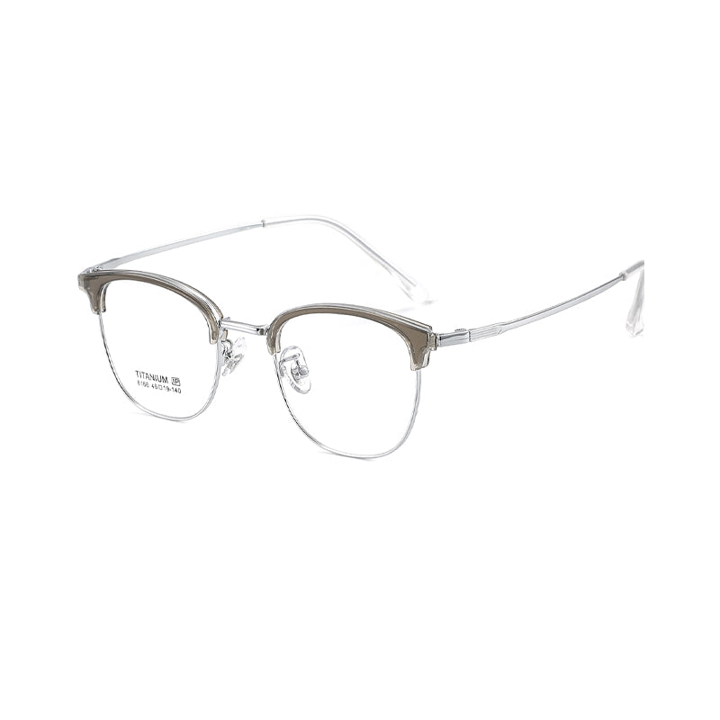 TR Metal Eyebrow Glasses Business-Casual Trendy Semi-Rimmed Anti-Blue-Light Glasses 8166 50 Pairs