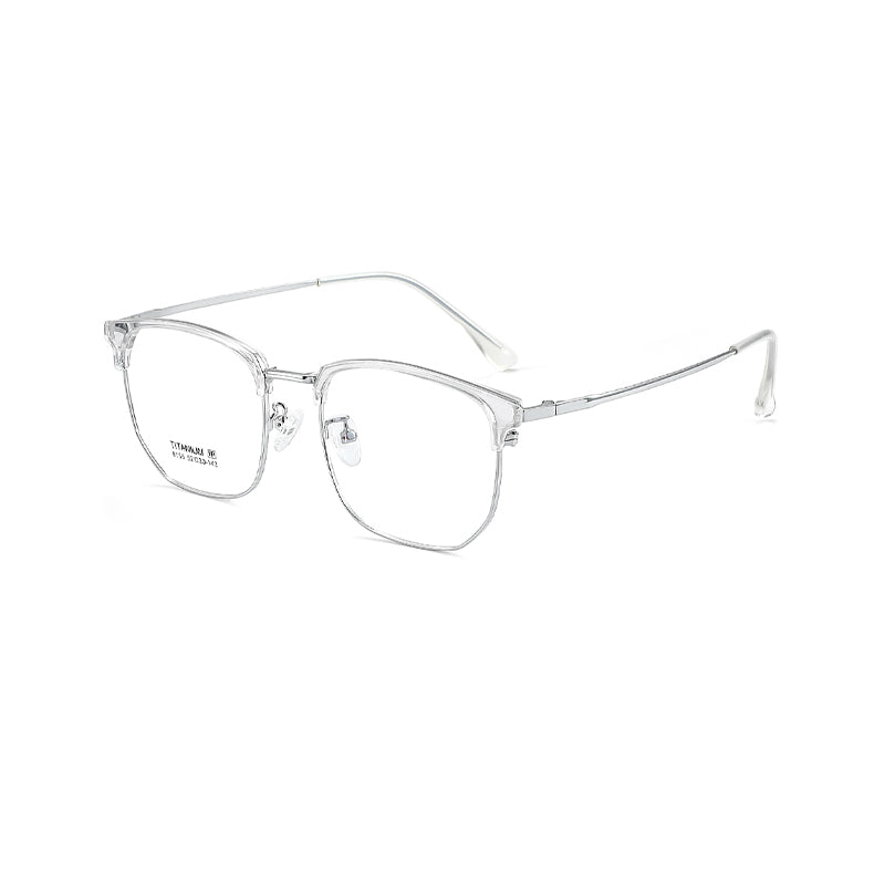TR Metal Eyebrow Glasses Business-Casual Trendy Semi-Rimmed Anti-Blue-Light Glasses 8136 50 Pairs