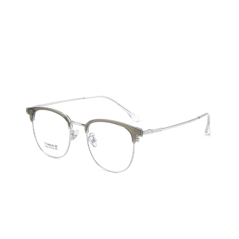 TR Metal Eyebrow Glasses Business-Casual Trendy Semi-Rimmed Anti-Blue-Light Glasses 8159 50 Pairs