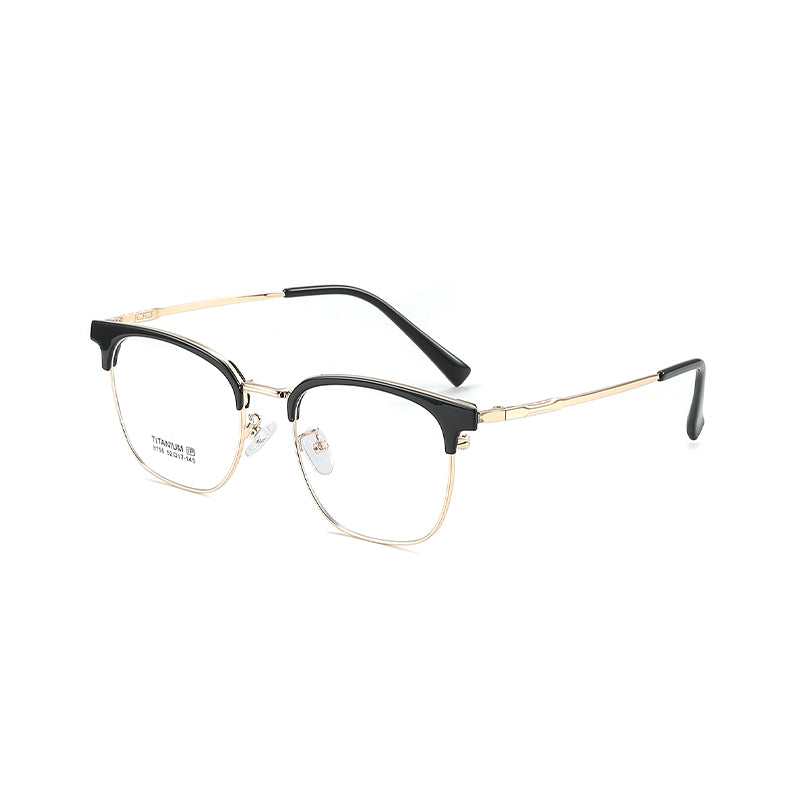 TR Metal Eyebrow Glasses Business-Casual Trendy Semi-Rimmed Anti-Blue-Light Glasses 8156 50 Pairs