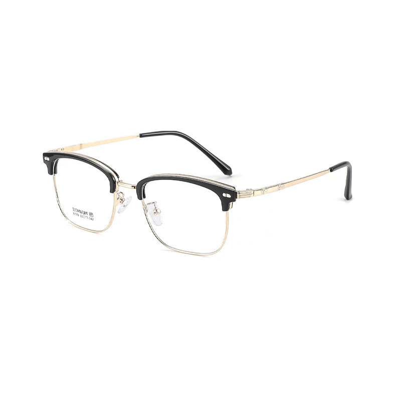 TR Metal Eyebrow Glasses Business-Casual Trendy Semi-Rimmed Anti-Blue-Light Glasses 8179 50 Pairs
