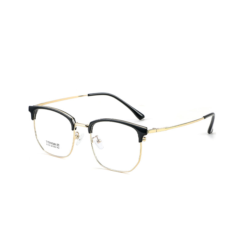 TR Metal Eyebrow Glasses Business-Casual Trendy Semi-Rimmed Anti-Blue-Light Glasses 8136 50 Pairs