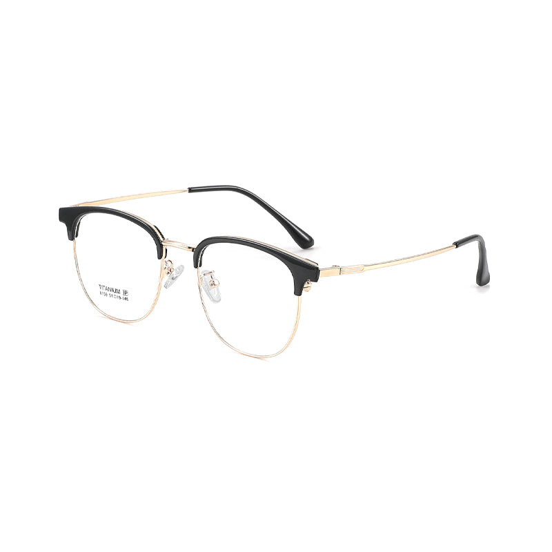 TR Metal Eyebrow Glasses Business-Casual Trendy Semi-Rimmed Anti-Blue-Light Glasses 8159 50 Pairs