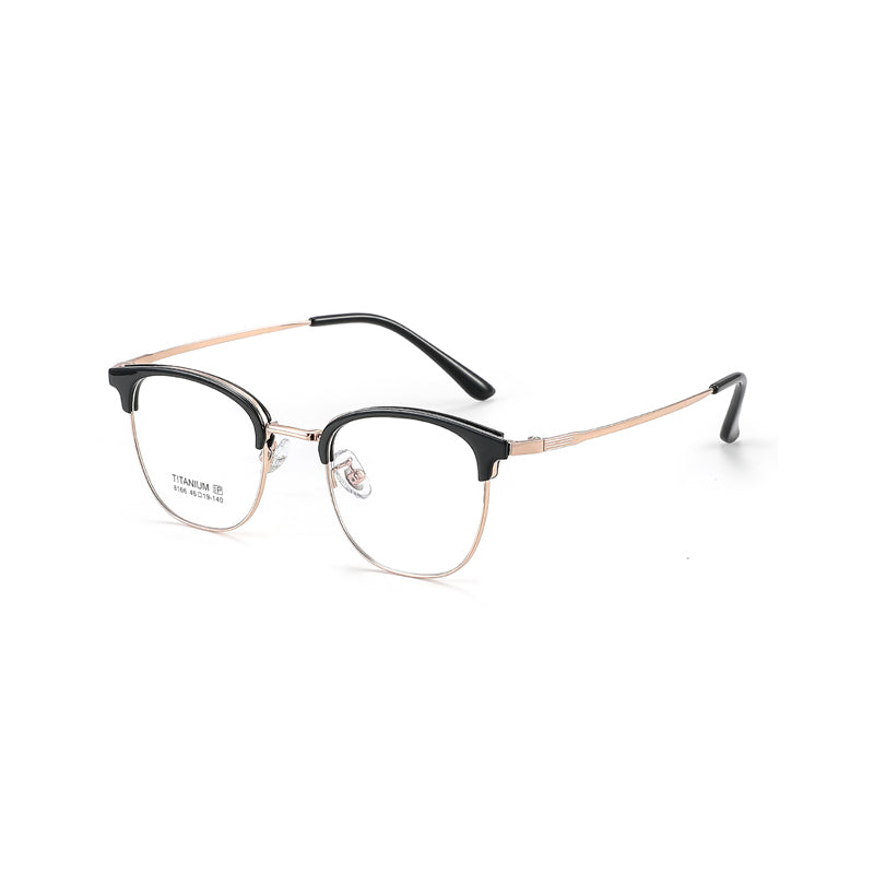 TR Metal Eyebrow Glasses Business-Casual Trendy Semi-Rimmed Anti-Blue-Light Glasses 8166 50 Pairs