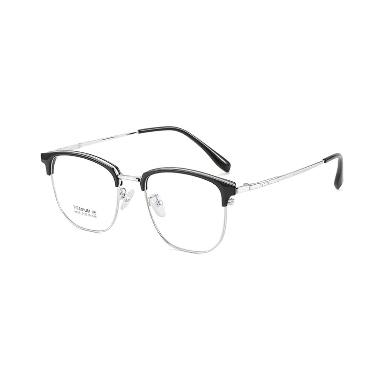 TR Metal Eyebrow Glasses Business-Casual Trendy Semi-Rimmed Anti-Blue-Light Glasses 8155 50 Pairs