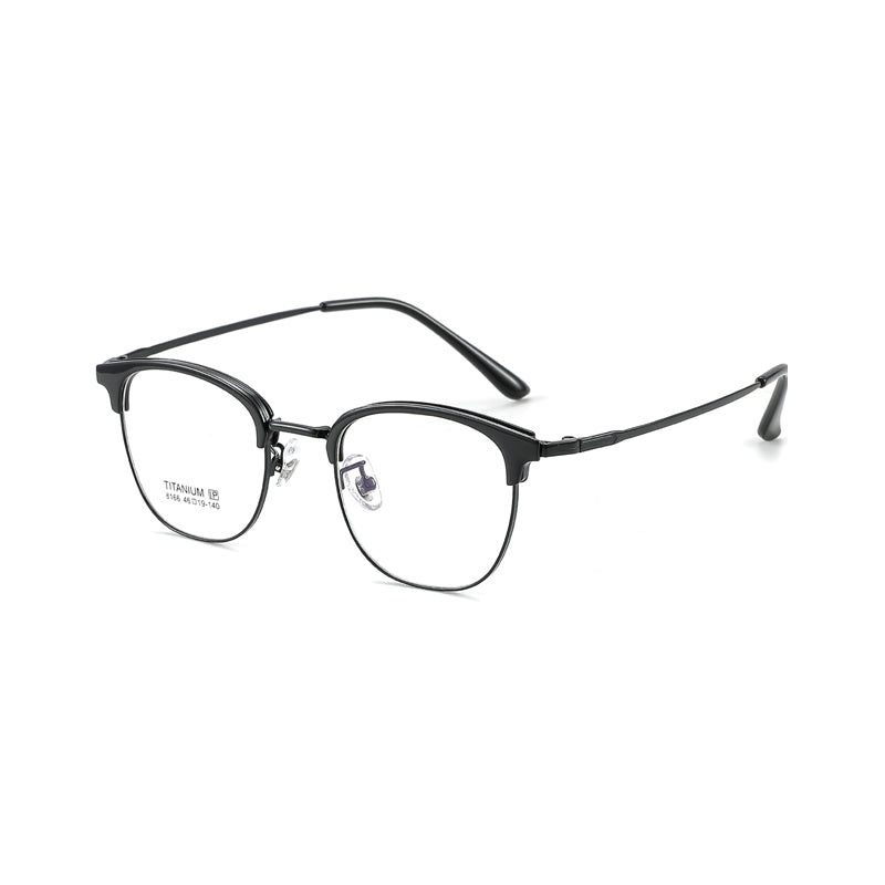 TR Metal Eyebrow Glasses Business-Casual Trendy Semi-Rimmed Anti-Blue-Light Glasses 8166 50 Pairs