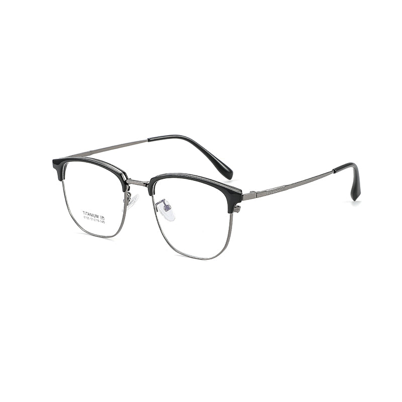 TR Metal Eyebrow Glasses Business-Casual Trendy Semi-Rimmed Anti-Blue-Light Glasses 8155 50 Pairs