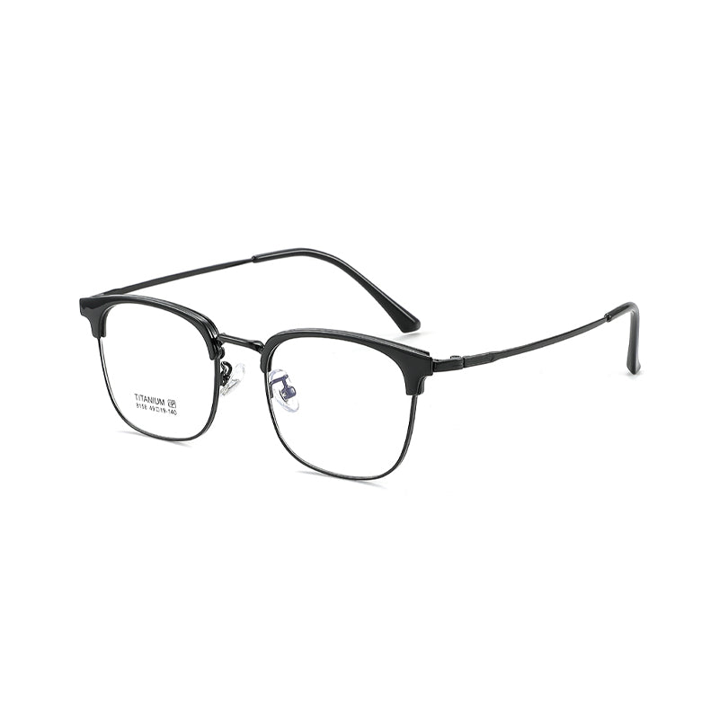 TR Metal Eyebrow Glasses Business-Casual Trendy Semi-Rimmed Anti-Blue-Light Glasses 8158 50 Pairs