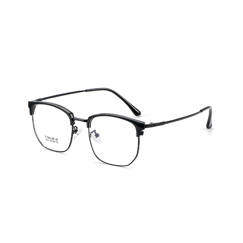 TR Metal Eyebrow Glasses Business-Casual Trendy Semi-Rimmed Anti-Blue-Light Glasses 8136 50 Pairs