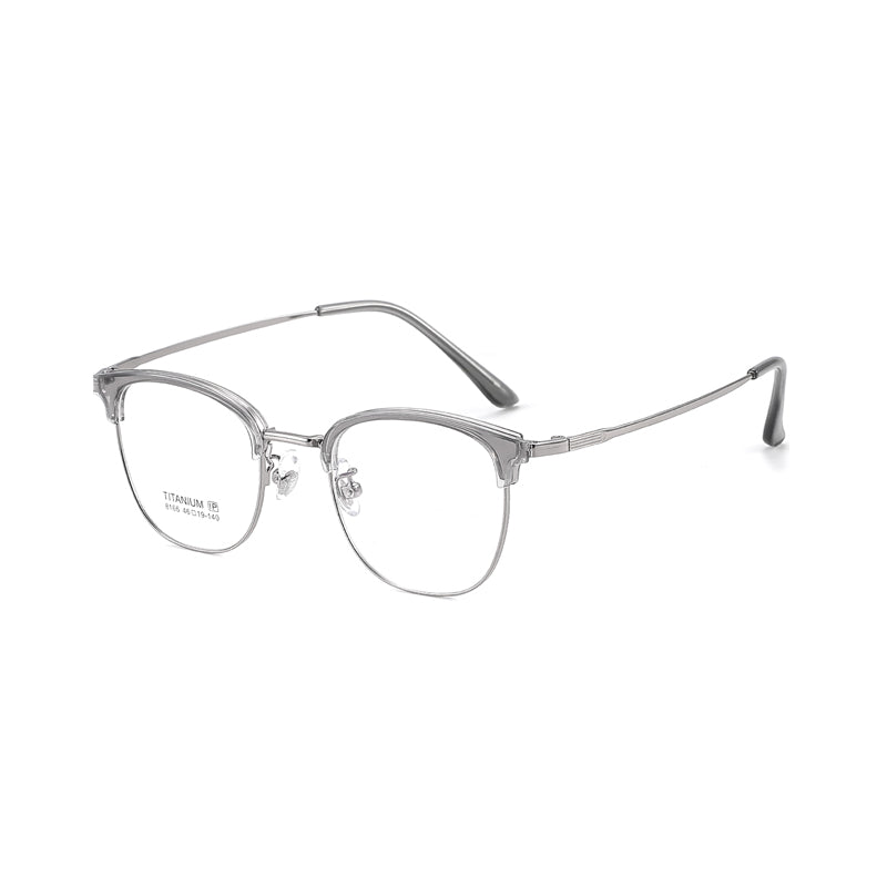 TR Metal Eyebrow Glasses Business-Casual Trendy Semi-Rimmed Anti-Blue-Light Glasses 8166 50 Pairs
