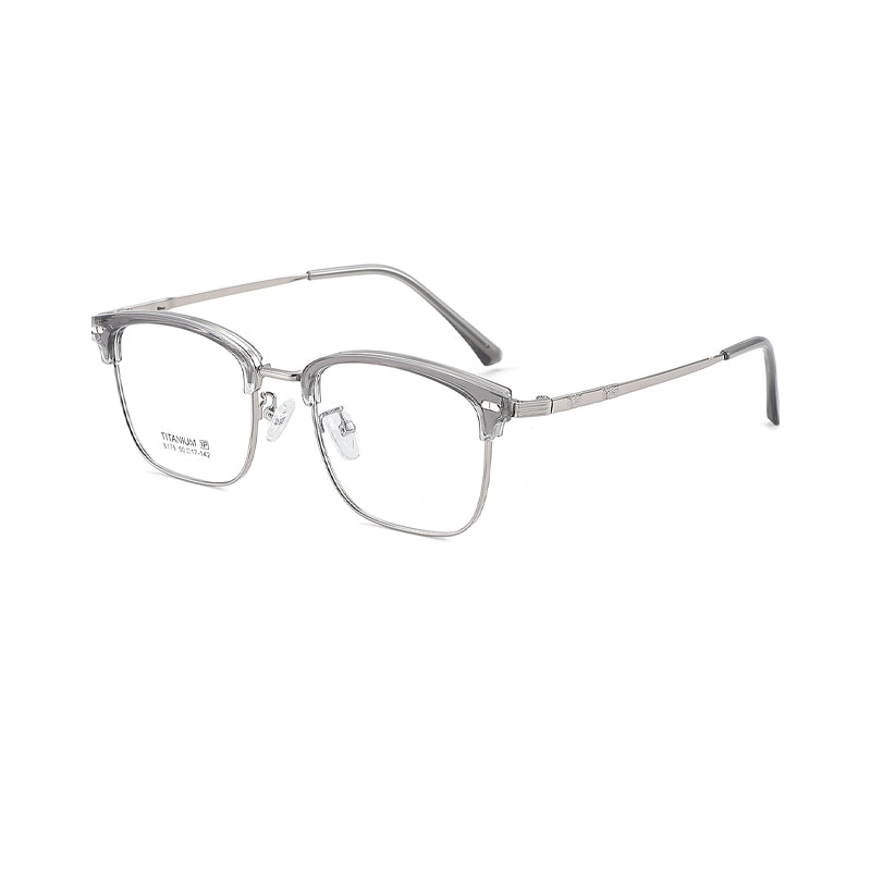 TR Metal Eyebrow Glasses Business-Casual Trendy Semi-Rimmed Anti-Blue-Light Glasses 8179 50 Pairs