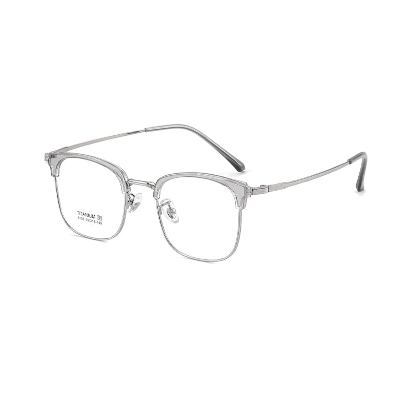 TR Metal Eyebrow Glasses Business-Casual Trendy Semi-Rimmed Anti-Blue-Light Glasses 8158 50 Pairs