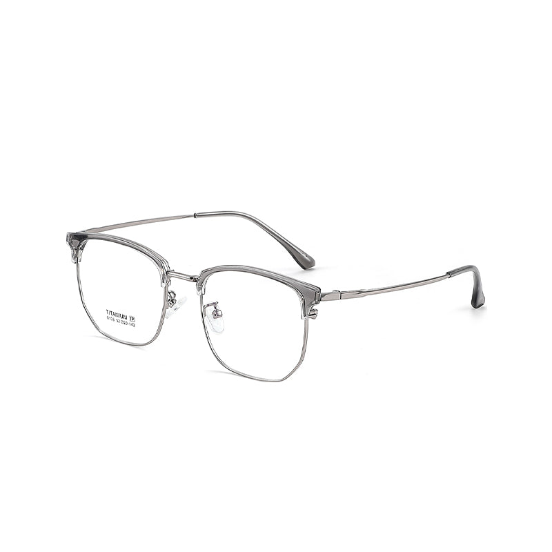 TR Metal Eyebrow Glasses Business-Casual Trendy Semi-Rimmed Anti-Blue-Light Glasses 8136 50 Pairs