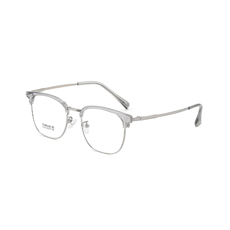 TR Metal Eyebrow Glasses Business-Casual Trendy Semi-Rimmed Anti-Blue-Light Glasses 8156 50 Pairs