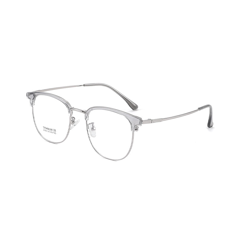 TR Metal Eyebrow Glasses Business-Casual Trendy Semi-Rimmed Anti-Blue-Light Glasses 8159 50 Pairs